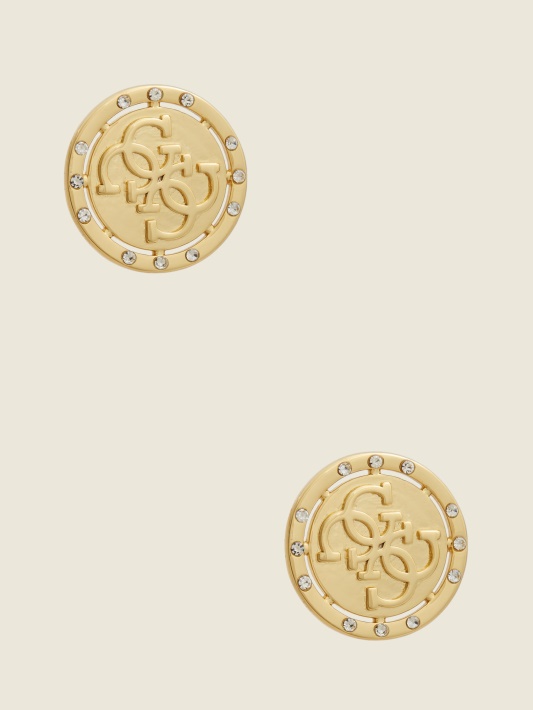 Spėkite Aukso Spalvos Aukso Atspalvio Logotipo Auskarai