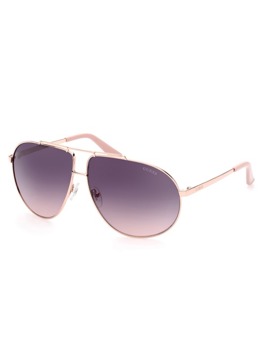 Balti/auksiniai Guess Aviator Metaliniai Akiniai Nuo Saulės