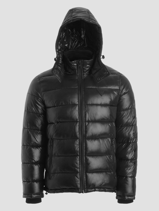 Jet Black Multi Anthony Logotipas Puffer Striukė Atspėti