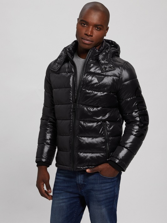 Jet Black Multi Anthony Logotipas Puffer Striukė Atspėti