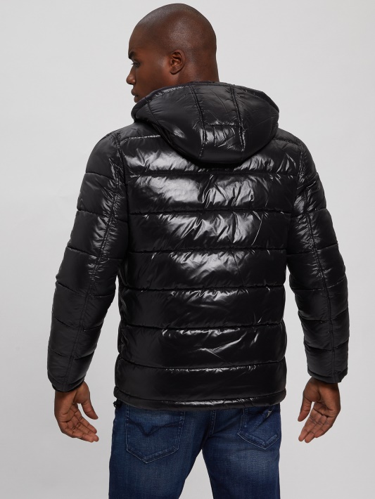 Jet Black Multi Anthony Logotipas Puffer Striukė Atspėti