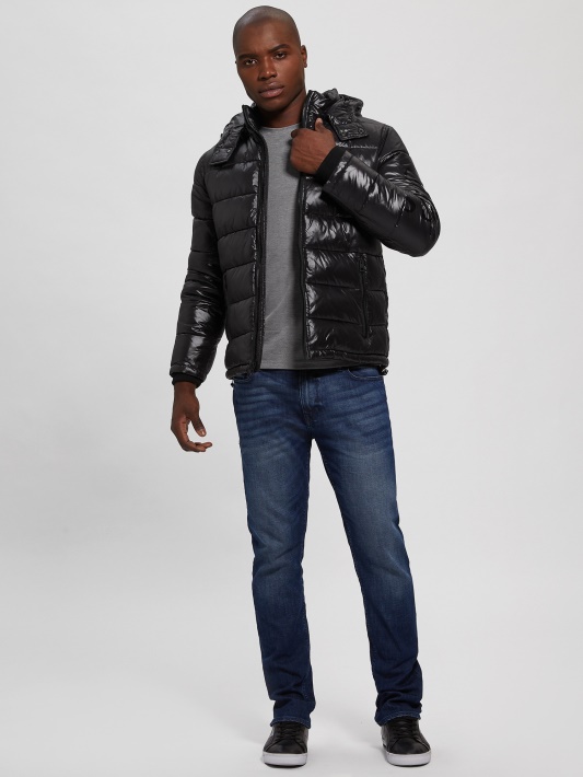 Jet Black Multi Anthony Logotipas Puffer Striukė Atspėti