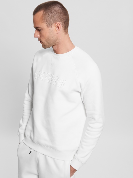 Eko Aldwin Logotipo Megztinis Guess Blanc/scuffy