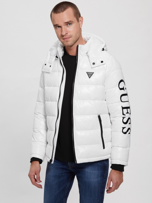 Anthony Logotipo Puffer Striukė Guess Grynai Balta Multi