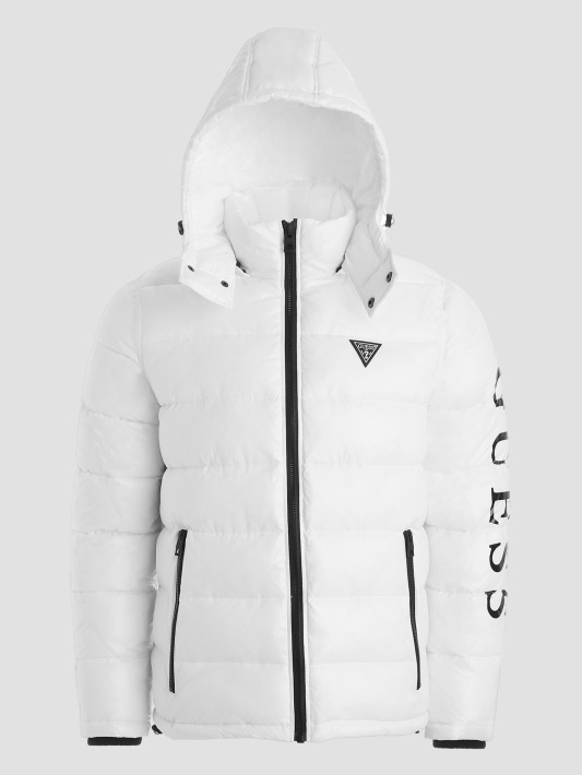 Anthony Logotipo Puffer Striukė Guess Grynai Balta Multi