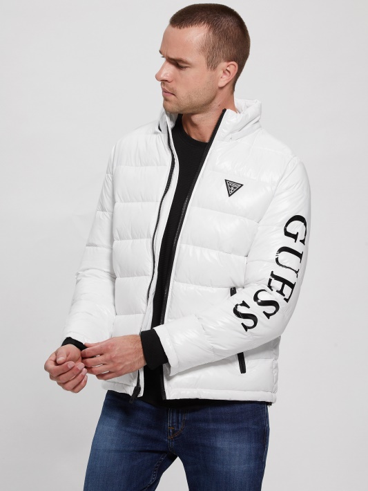 Anthony Logotipo Puffer Striukė Guess Grynai Balta Multi