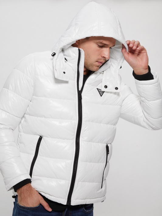 Anthony Logotipo Puffer Striukė Guess Grynai Balta Multi