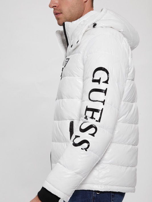 Anthony Logotipo Puffer Striukė Guess Grynai Balta Multi