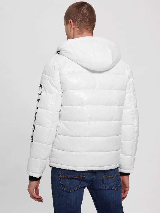 Anthony Logotipo Puffer Striukė Guess Grynai Balta Multi