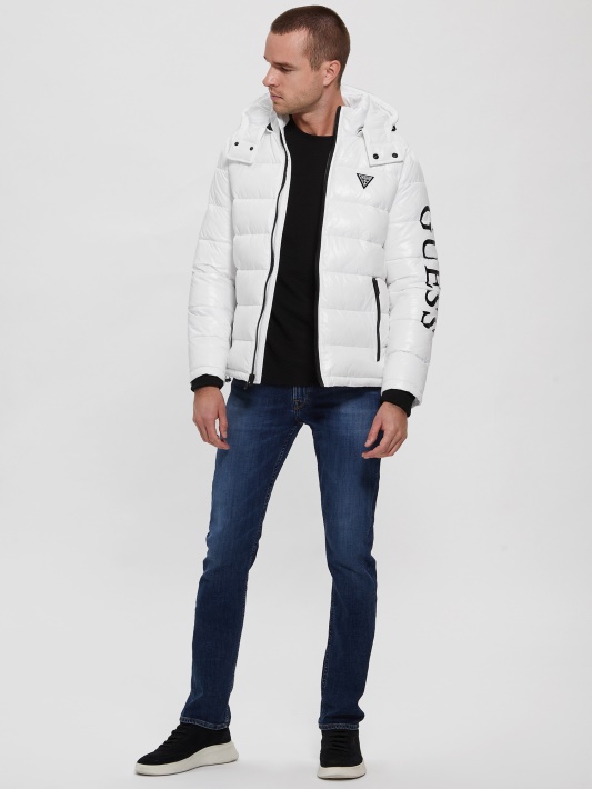 Anthony Logotipo Puffer Striukė Guess Grynai Balta Multi