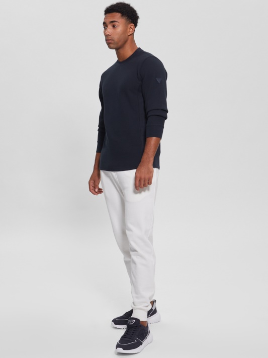 Mėlynas Sleek Guess Myles Vaflinis Marškinėliai Ilgomis Rankovėmis