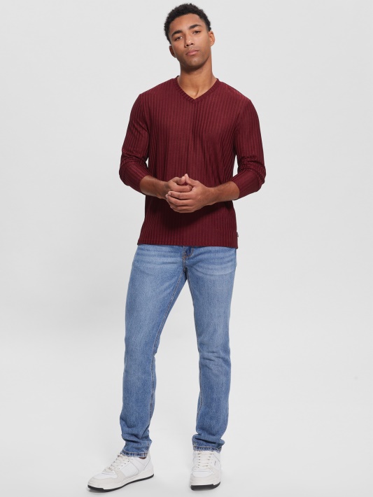 Atspėti Vino Sandėlio V-neck Trikotažo Marškinėliai