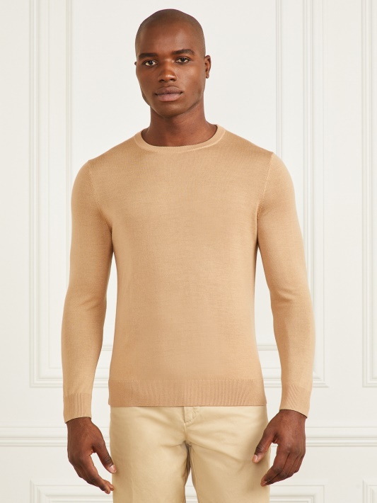 Skrudinta Taupe Merino Vilnos Crewneck Megztinis Spėjimas