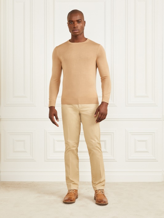 Skrudinta Taupe Merino Vilnos Crewneck Megztinis Spėjimas