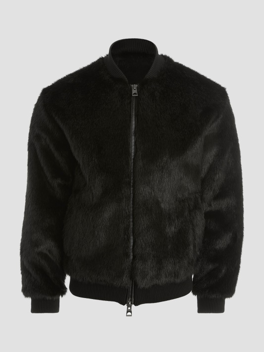 Oversize Dirbtinio Kailio Striukė Guess Jet Juoda