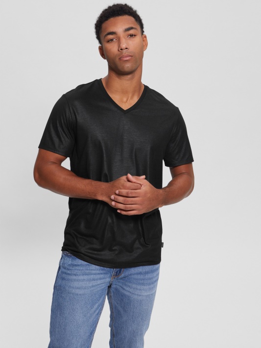 Juodas Mason Yoke V-neck Tee Spėjimas