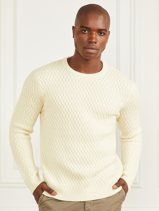 Eco Basket Stitch Crewneck Megztinis Spiritas Baltas Spėjimas