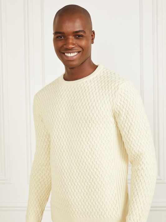 Eco Basket Stitch Crewneck Megztinis Spiritas Baltas Spėjimas