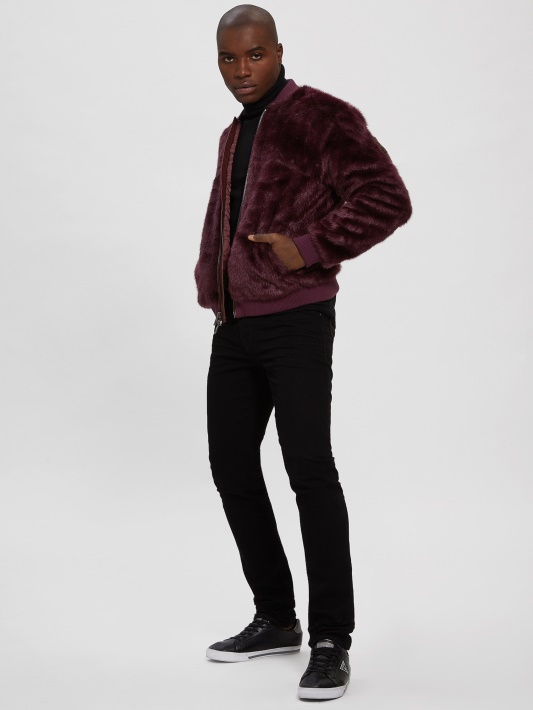 Dirbtinio Kailio Logotipo Skrydžio Striukė Guess Regal Plum