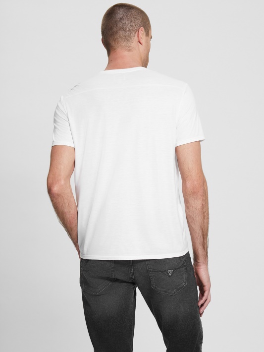 Mason Yoke V-neck Marškinėliai Spėti Grynai Baltas