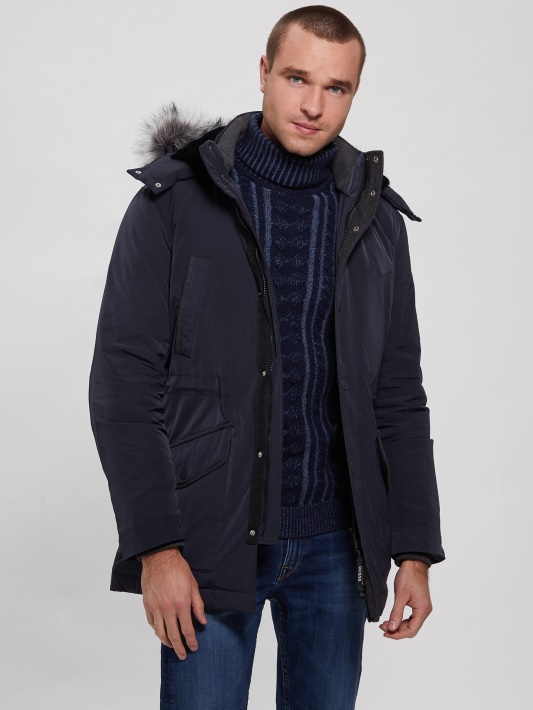 Eko Techninė Puffer Parka Atspėti Mėlyna Elegantiška