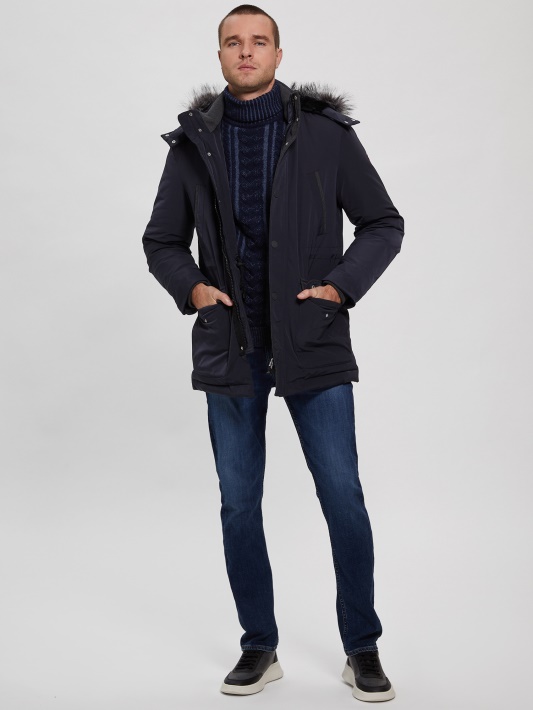 Eko Techninė Puffer Parka Atspėti Mėlyna Elegantiška