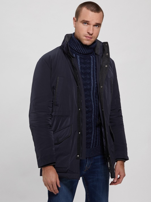 Eko Techninė Puffer Parka Atspėti Mėlyna Elegantiška
