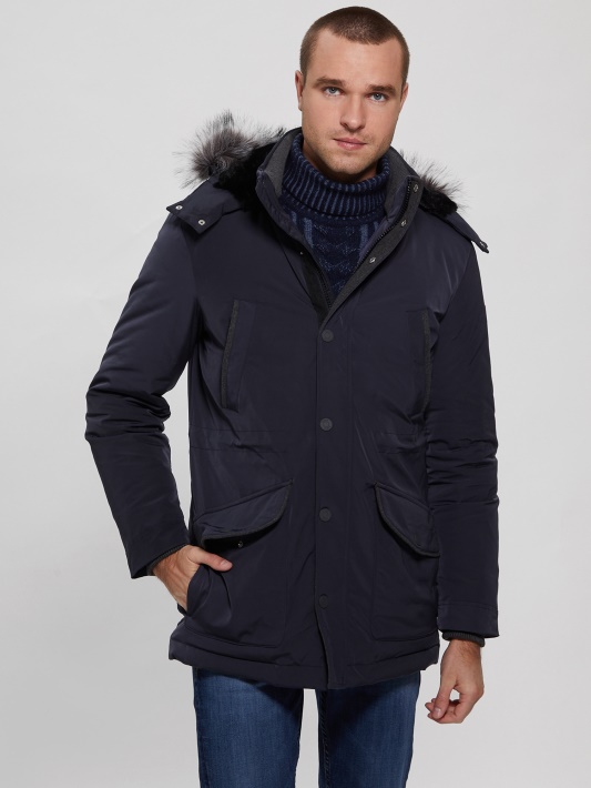 Eko Techninė Puffer Parka Atspėti Mėlyna Elegantiška