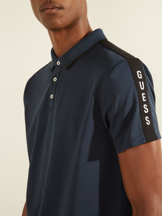 Pique Logotipo Juosta Polo Guess šilko Mėlyna