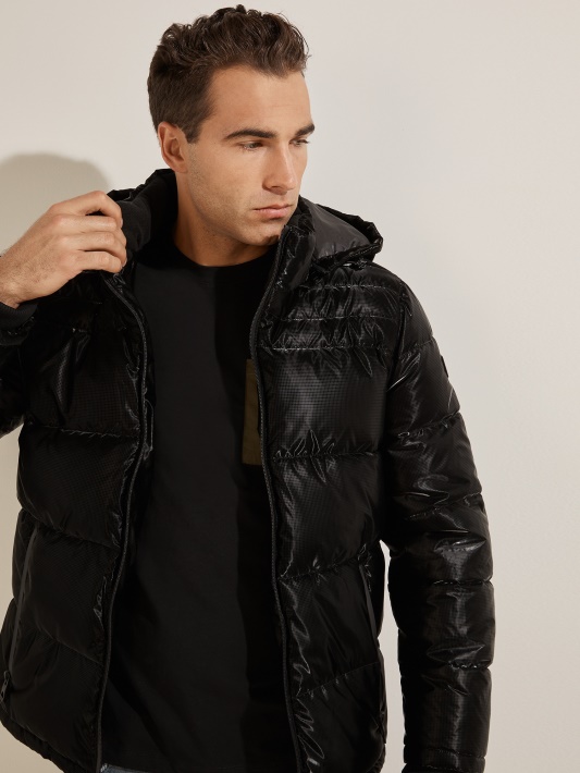 Harris Puffer Coat Atspėti Jet Black Multi