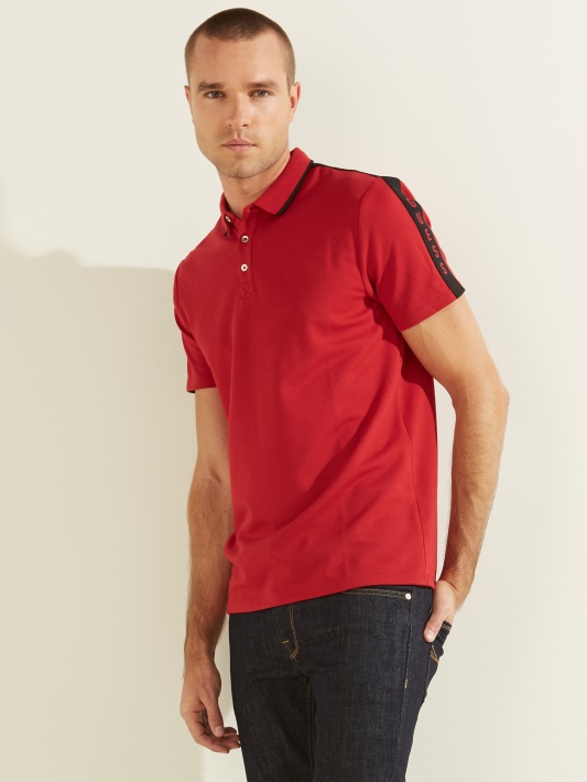 čili Raudona Atspėti Pique Logotipo Juosta Polo