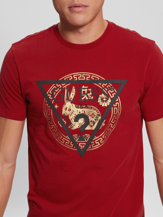 Atspėk Auksinio Triušio Logotipą Tee čili Raudona