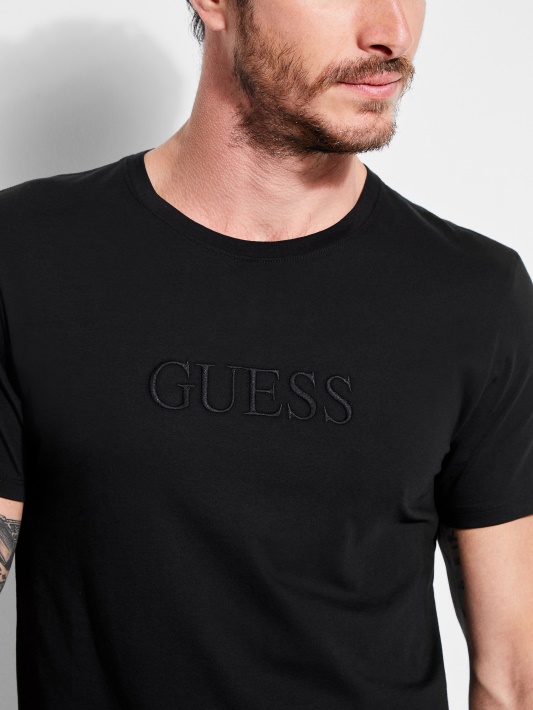 Siuvinėtas Logotipas Tee Guess Jet Juodas