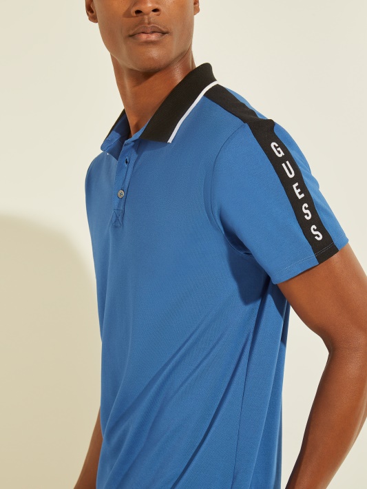 Pique Logotipo Juosta Polo Guess Elektrinis Safyras