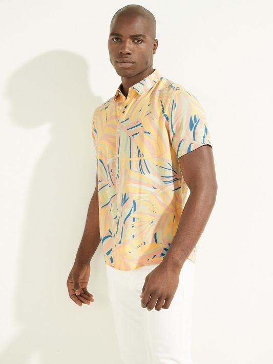Eko Viskozė Twin Palms Shirt Atspėti Twin Palms Print Pastelė