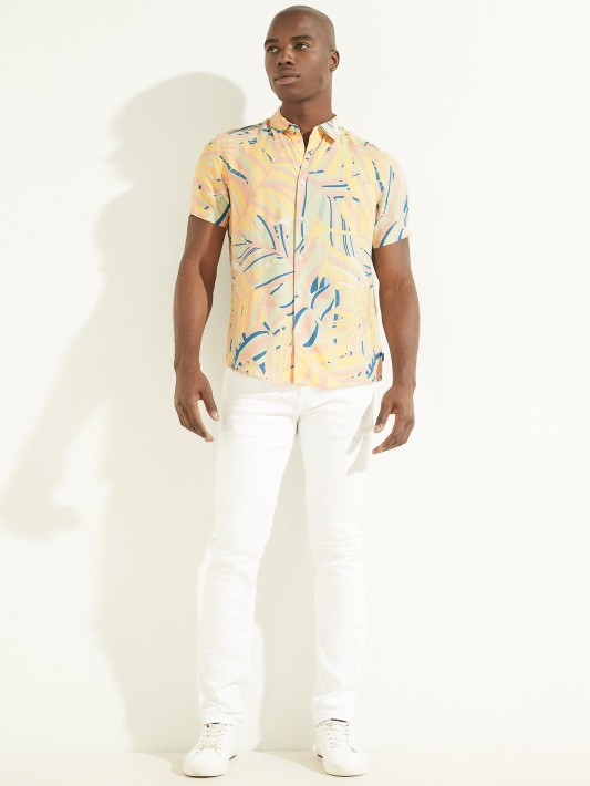 Eko Viskozė Twin Palms Shirt Atspėti Twin Palms Print Pastelė