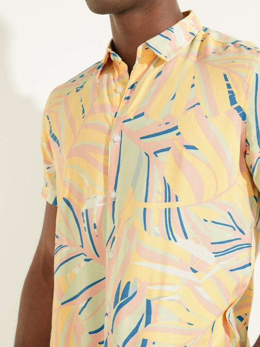 Eko Viskozė Twin Palms Shirt Atspėti Twin Palms Print Pastelė