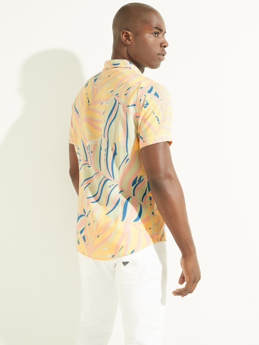 Eko Viskozė Twin Palms Shirt Atspėti Twin Palms Print Pastelė