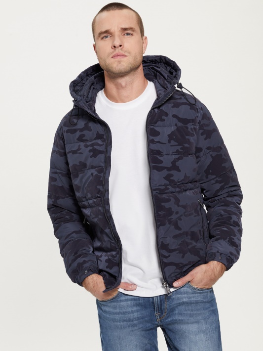 Paisley Kamufliažas Puffer Striukė Mėlyna Kamuo Bandana Spėjimas