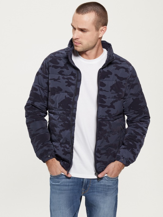 Paisley Kamufliažas Puffer Striukė Mėlyna Kamuo Bandana Spėjimas