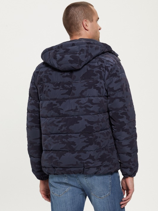 Paisley Kamufliažas Puffer Striukė Mėlyna Kamuo Bandana Spėjimas