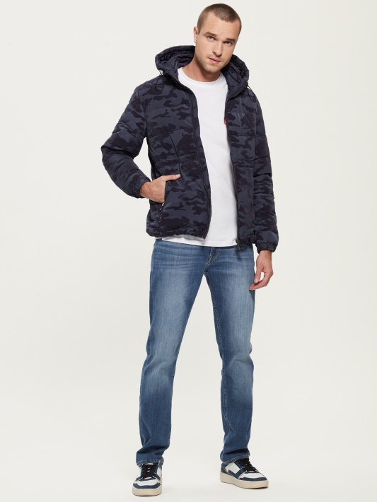 Paisley Kamufliažas Puffer Striukė Mėlyna Kamuo Bandana Spėjimas