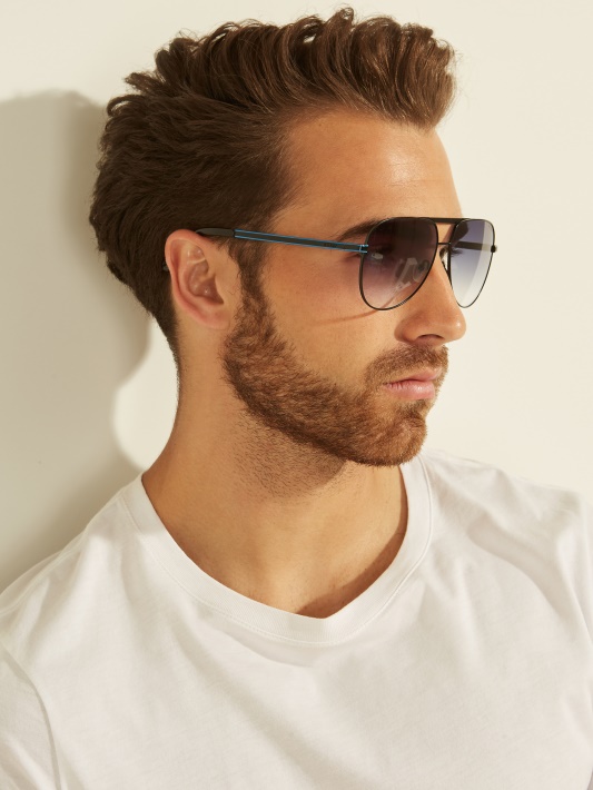 Juodi Guess Manny Aviator Akiniai Nuo Saulės