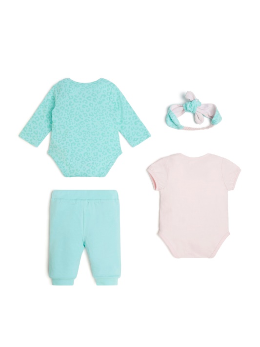 Blue Maya Spot Rožinės Spalvos Guess Dviejų Dalių Bodysuit Kelnės Ir Galvos Juostos Komplektas (3-12m)
