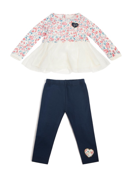Mini Gėlių Puokštė Peplum Viršus Ir Antblauzdžių Komplektas (0-24m) Atspėti