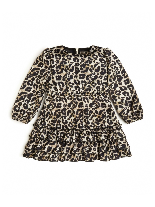 P899 Satino Leopardo Suknelė (2-7) Spėjimas