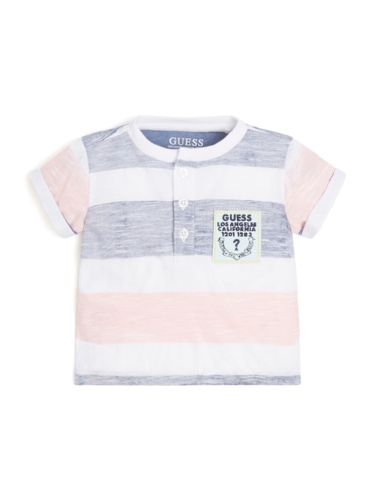 Dryžuotas Henley Tee (2-7) Stebuklas Dryžuotas Geltonas Spėjimas