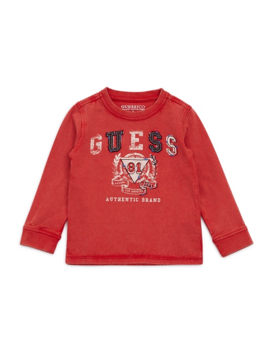 Vulkano Raudonas Guess Eco Marškinėliai Ilgomis Rankovėmis Su Logotipu (2-7)