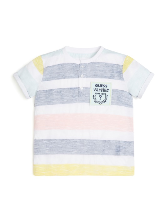 Dryžuotas Henley Tee (7-16) Atspėti Stebuklas Juostelė Geltona