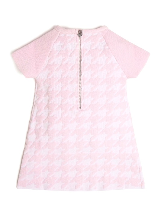 Atspėti Houndstooth Megztinis Suknelė (2-7) Rožinė Ir Balta Pied De Po